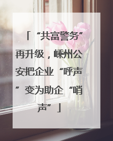 “共富警务”再升级，嵊州公安把企业“呼声”变为助企“哨声”