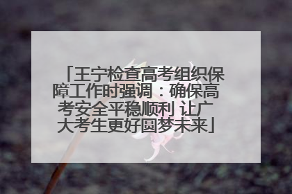 王宁检查高考组织保障工作时强调：确保高考安全平稳顺利 让广大考生更好圆梦未来