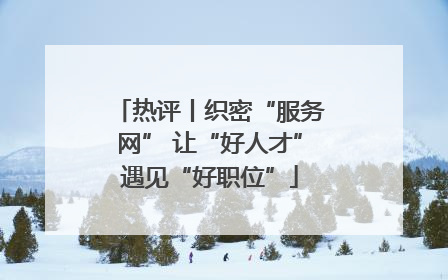 热评丨织密“服务网” 让“好人才”遇见“好职位”