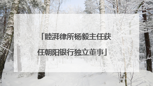 睦湃律所杨毅主任获任朝阳银行独立董事