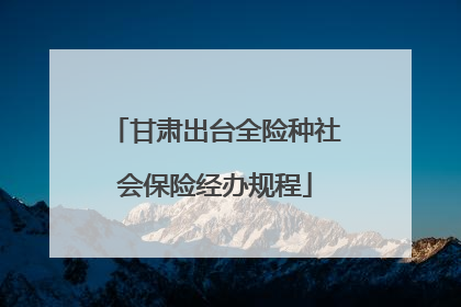 甘肃出台全险种社会保险经办规程