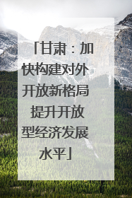 甘肃：加快构建对外开放新格局 提升开放型经济发展水平