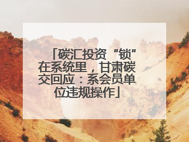 碳汇投资“锁”在系统里，甘肃碳交回应：系会员单位违规操作