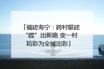福建寿宁：跨村联建“蹚”出新路 变一村精彩为全域出彩