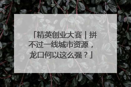 精英创业大赛｜拼不过一线城市资源，龙口何以这么强？