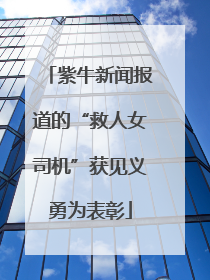 紫牛新闻报道的“救人女司机”获见义勇为表彰