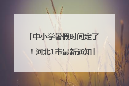 中小学暑假时间定了！河北1市最新通知