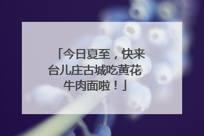 今日夏至，快来台儿庄古城吃黄花牛肉面啦！