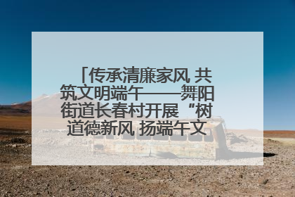 传承清廉家风 共筑文明端午——舞阳街道长春村开展“树道德新风 扬端午文化”主题活动