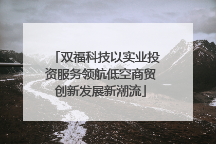 双福科技以实业投资服务领航低空商贸创新发展新潮流