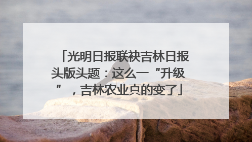 光明日报联袂吉林日报头版头题：这么一“升级”，吉林农业真的变了