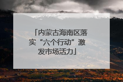 内蒙古海南区落实“六个行动”激发市场活力