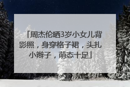 周杰伦晒3岁小女儿背影照，身穿格子裙，头扎小辫子，萌态十足