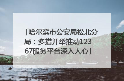 哈尔滨市公安局松北分局：多措并举推动12367服务平台深入人心