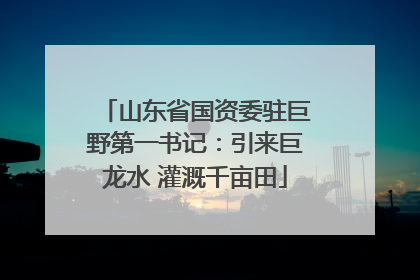 山东省国资委驻巨野第一书记：引来巨龙水 灌溉千亩田