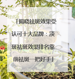 揭晓祛斑效果受认可十大品牌：淡斑祛斑效果排名靠前祛斑一把好手