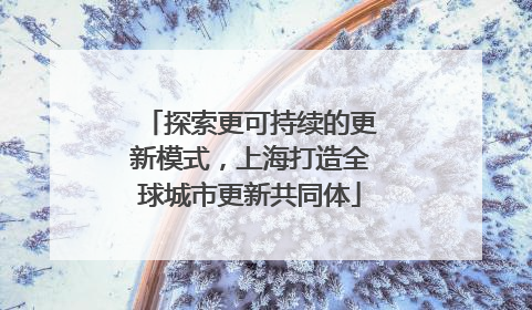 探索更可持续的更新模式，上海打造全球城市更新共同体
