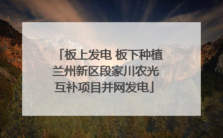 板上发电 板下种植 兰州新区段家川农光互补项目并网发电