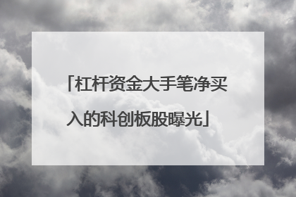 杠杆资金大手笔净买入的科创板股曝光