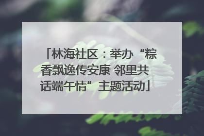 林海社区：举办“粽香飘逸传安康 邻里共话端午情”主题活动
