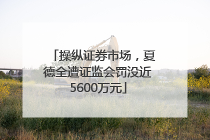 操纵证券市场，夏德全遭证监会罚没近5600万元