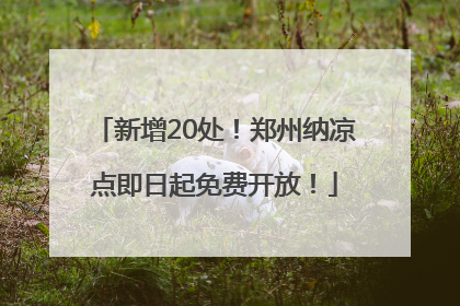 新增20处！郑州纳凉点即日起免费开放！
