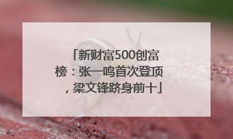 新财富500创富榜：张一鸣首次登顶，梁文锋跻身前十