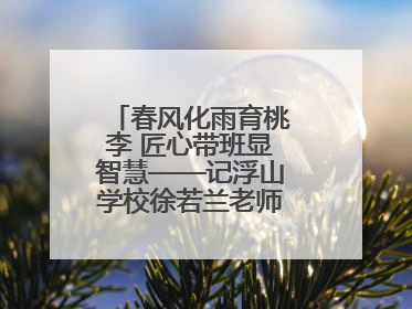 春风化雨育桃李 匠心带班显智慧——记浮山学校徐若兰老师的育人之路