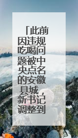 此前因违规吃喝问题被中央点名的安徽县城，新书记调整到位
