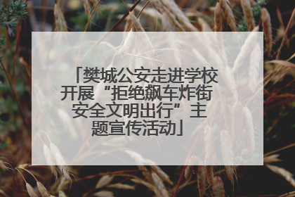 樊城公安走进学校开展“拒绝飙车炸街 安全文明出行”主题宣传活动