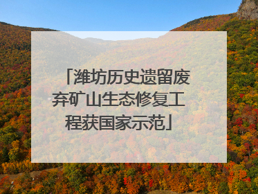 潍坊历史遗留废弃矿山生态修复工程获国家示范
