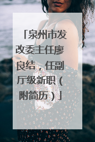 泉州市发改委主任廖良结，任副厅级新职（附简历）