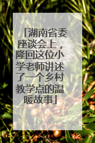 湖南省委座谈会上，隆回这位小学老师讲述了一个乡村教学点的温暖故事