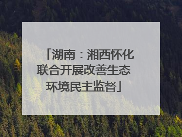 湖南：湘西怀化联合开展改善生态环境民主监督