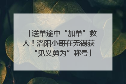 送单途中“加单”救人！洛阳小哥在无锡获“见义勇为”称号