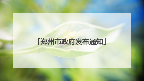 郑州市政府发布通知