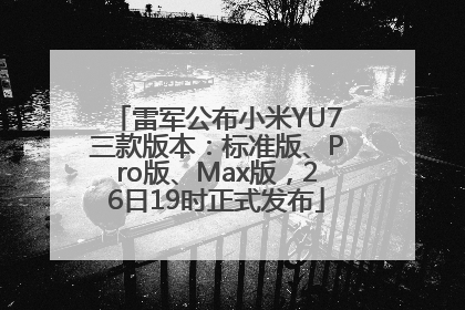 雷军公布小米YU7三款版本：标准版、Pro版、Max版，26日19时正式发布