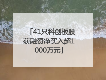41只科创板股获融资净买入超1000万元